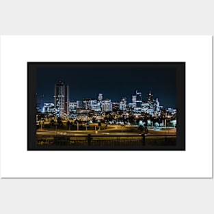 Denver Colorado Skyline at Night Posters and Art